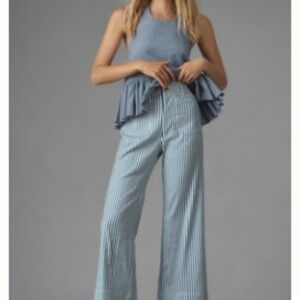 Maeve Sky Blue Striped Ankle Pants